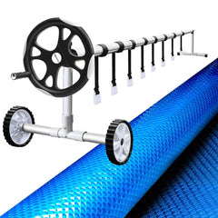 Aquabuddy Pool Cover 500 Micron 8x4.2m Blue Swimming Pool Solar Blanket 5.5m Roller