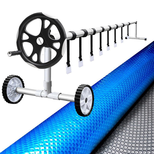 Aquabuddy Pool Cover 500 Micron 8x4.2m Swimming Pool Silver Solar Blanket 5.5m Roller