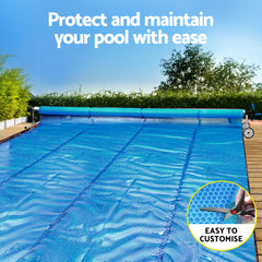 Aqua Buddy Pool Cover 600 Micron Solar Heat Blanket 8x4.2m w/ 5.55m Roller Blue
