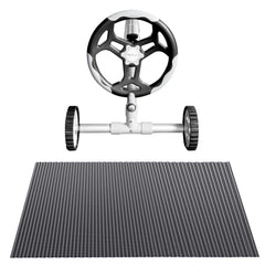 Aqua Buddy Pool Cover 600 Micron 9.5x5m w/ Roller 5.55m Swimming Pools Black Solar Blanket