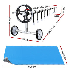 Aquabuddy Pool Cover 500 Micron 9.5x5mSilver Swimming Pool Solar Blanket 5.5m Roller