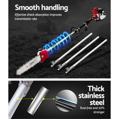 Giantz Pole Chainsaw 2 Stroke Petrol Tree Pruner Long Reach Saw 12 Inch Bar 9 In 1