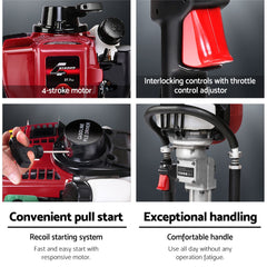 Giantz Petrol Post Driver 38CC 4-Stroke Rammer Pile Star Picket Fence Hole Drive Red