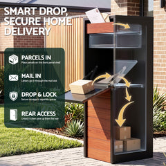 Gardeon Parcel Letterbox Drop Box Package Slot MailBox Walnut