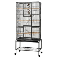 i.Pet 176cm 3-Tier Large Bird Cage Aviary with Ladder Parrot Budgie Wheels Black