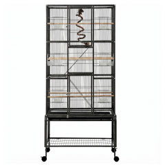 i.Pet 176cm 3-Tier Large Bird Cage Aviary with Ladder Parrot Budgie Wheels Black