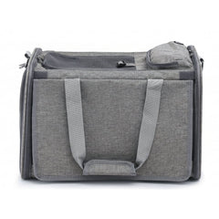i.Pet Pet Carrier Bag Foldable Dog Cat Durable Crate Travel Cage Portable Car Kennel Grey