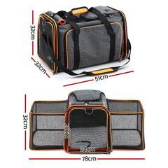 i.Pet Pet Carrier Bag Foldable Expandable Dog Cat Travel Cage Portable Car Kennel
