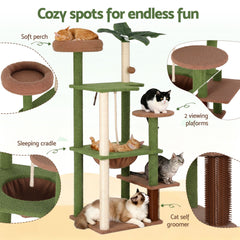 i.Pet Cat Tree Tower 152cm Jungle Multi-Level Scratching Post Leafy Canopy