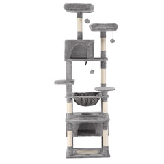 i.Pet Cat Tree 184cm Tower Scratching Post Trees Scratcher Condo House Light Grey