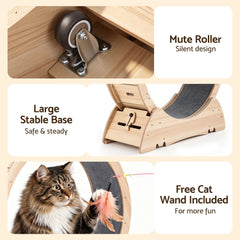 i.Pet Wooden Cat Exercise Wheel 91cm Indoor Cat Treadmill Large