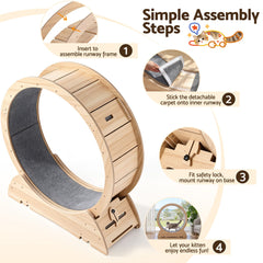 i.Pet Wooden Cat Exercise Wheel 91cm Indoor Cat Treadmill Large
