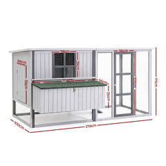i.Pet Chicken Coop 219cm Rabbit Hutch Poultry Cage Outdoor Enclosure Wood