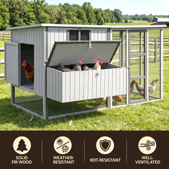 i.Pet Chicken Coop 219cm Rabbit Hutch Poultry Cage Outdoor Enclosure Wood