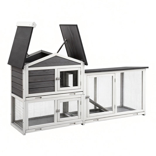 i.Pet Chicken Coop Rabbit Hutch Extra Large Wooden Run Cage House With Run Cage