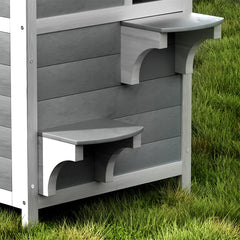 i.Pet Outdoor Cat House Shelter 56cm x 52cm x 82cm Rabbit Hutch Wooden Condo Small Outdoor Cat House