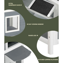i.Pet Outdoor Cat House Shelter 56cm x 52cm x 82cm Rabbit Hutch Wooden Condo Small Outdoor Cat House