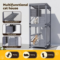 i.Pet Cat House Wooden 180cm Rabbit Hutch Pet Condo Small Dog Enclosure Cage