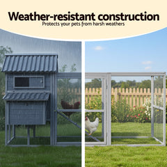 i.Pet Chicken Coop Rabbit Hutch Extra Large Wooden Run Bunny Cage Poultry House Outdoor