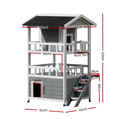 i.Pet Outdoor Cat House Shelter 72cm x 72cm x 127cm Rabbit Hutch Wooden Condo Small Outdoor Cat House