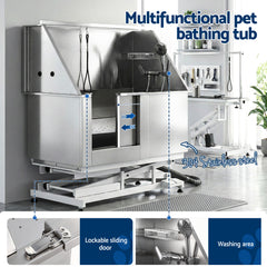 i.Pet Electric Pet Bath Tub Dog Grooming Stainless Steel Wash Station 127cm