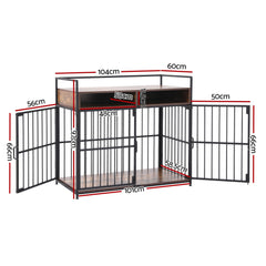i.Pet 2-in-1 Wooden Dog Crate 104cm Pet Cage Furniture End Table Storage Black