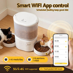 i.Pet 5L Automatic Pet Feeder Dual Bowl Smart Dispenser APP Control Cats Dogs