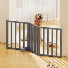 i.Pet Dog Gate Playpen Enclosure 3 Panels Pet Door Fence Wooden Play Pen Stair