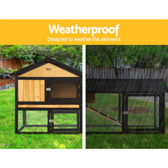 i.Pet Chicken Coop Rabbit Hutch 165cm x 43cm x 86cm Chicken Coop Large Run House Cage Wooden Outdoor