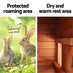 i.Pet Chicken Coop Rabbit Hutch 220cm x 44cm x 84cm Large Chicken Coop Run Wooden Outdoor Cage House