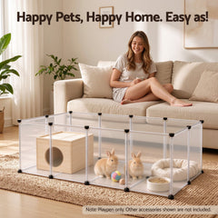 i.Pet Pet Dog Playpen 20 Panels with Baseboard DIY Enclosure Small Animal Rabbit Pen 125CM