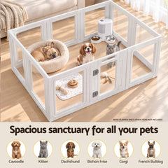 i.Pet Dog Pet Playpen 10 Panels Clear PET Plastic 152x100x57cm for Puppy Exercise
