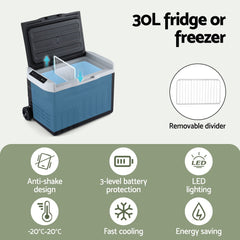 Glacio Portable Fridge 30L Bar Fridges Camping Freezer 12V/24V/240V
