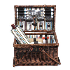 Alfresco 4 Person Picnic Basket Set Deluxe Folding Outdoor Insulated Liquor bag