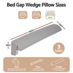 Giselle King Bed Wedge Pillow For Headboard, Close Gap And Stop Pillows Sliding, Perfect For Dorm Or Tatami Reading, 25D Foam Mattress Gap Filler With 2 Side Pockets, Washable 110gsm Cover