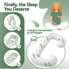 Giselle Bedding Pregnancy Pillow for Side Sleepers C-Shaped Body Pillow with Bamboo Fiber Cover, Maternity Pillow for Full Body Support, Belly and Waist Comfort