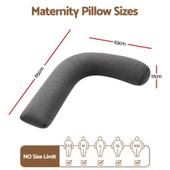 Giselle Bedding Pregnancy Pillow for Side Sleeping L-Shaped Maternity Body Pillow for Women 100% Cotton Jersey Cover for Head Neck Belly Support, 63x115 cm Grey
