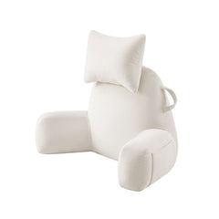 Giselle Bedding Reading Pillow with Detachable Neck Roll & Armrests Sit Up Pillow for Bed Back Support Pillow for Watching TV & Gaming Beige