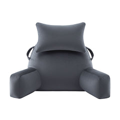 Giselle Bedding Reading Pillow with Detachable Neck Roll & Armrests Sit Up Pillow for Bed Back Support Pillow for Watching TV & Gaming Gray