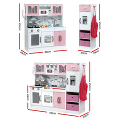 Keezi Kids Kitchen Playset 2-Piece Wooden Pretend Play Coffee Maker Toy 100CM Pink