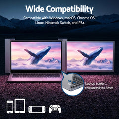 Devanti Portable Monitor Laptop Screen Extender Dual Display 1080P IPS USB C