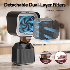 Devanti Portable Range Hood Desktop Exhaust Fan Adjustable Dual Filters Black