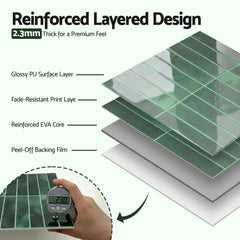 Artiss 3D Peel and Stick Wall Tiles Self Adhesive LinearGrid Backsplash 10 Sheets, Green