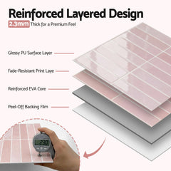 Artiss 3D Peel and Stick Wall Tiles Self Adhesive LinearGrid Backsplash 10 Sheets, Pink