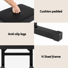 Alpha Piano Bench Adjustable Seat Heavy Duty H-Shape Piano Stool Black