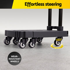 Giantz Folding Hand Truck Platform Trolley Foldable Dolly Cart 200kg Load Black
