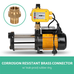 Giantz Garden Water Pump High Pressure 2500W Max 5-Stage Tank Irrigation Transfer Booster Yellow