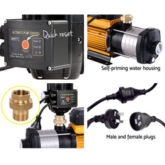 Giantz Garden Water Pump High Pressure 2500W Max 6-Stage Tank Irrigation Transfer Booster Yellow