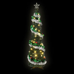 Jingle Jollys Pop Up Christmas Tree Pre Decorated Warm White LED 155cm