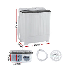 Devanti Portable Washing Machine Twin Tub 4.5KG